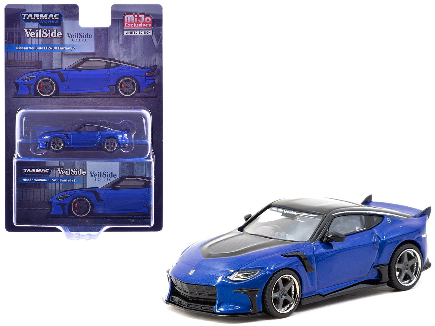 Nissan VeilSide FFZ400 Fairlady Z RHD (Right Hand Drive) Blue Metallic with Black Top "Global64" Series 1/64 Diecast Model by Tarmac Works  free shipping USA