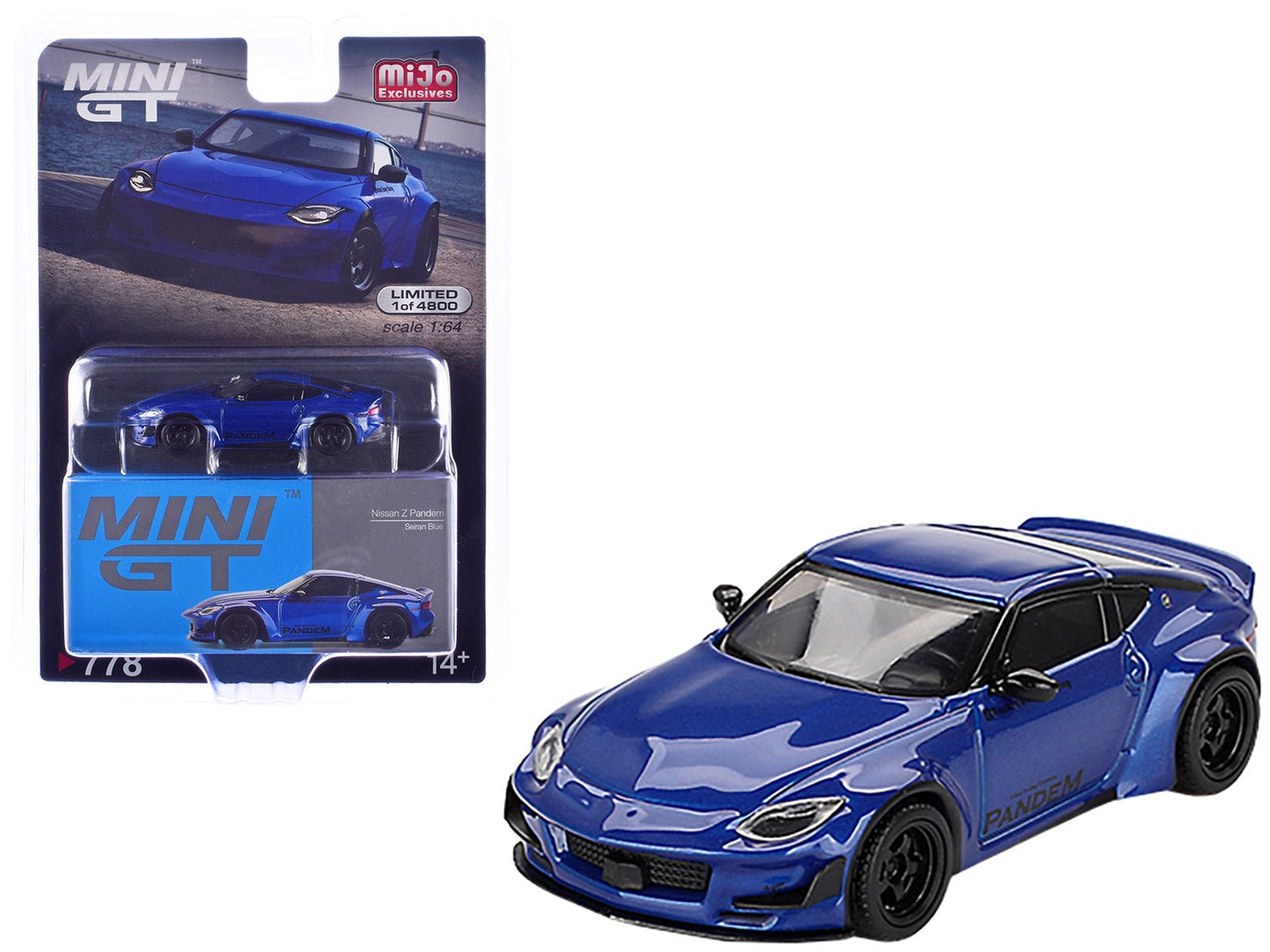 Nissan Z "Pandem" Seiran Blue Metallic Limited Edition to 4800 pieces Worldwide 1/64 Diecast Model Car by Mini GT  free shipping USA