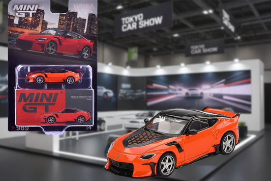 Nissan Z VeilSide FFZ400 Orange with Black Top Limited Edition 1/64 Diecast Model Car by Mini GT  free shipping USA