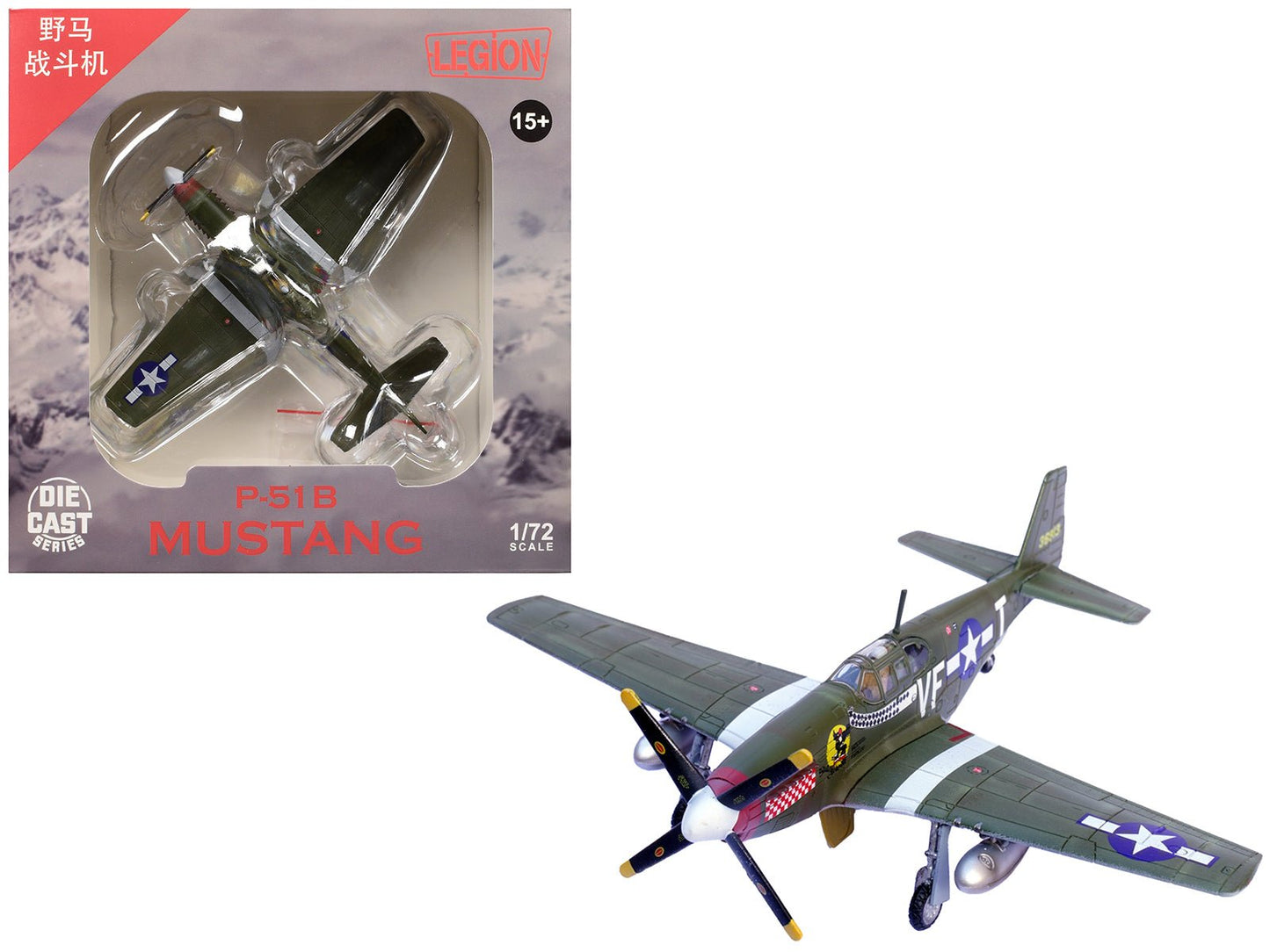 North American P-51B Mustang Aircraft "Shangri-La 336th Fighter Squadron 4th Fighter Group" (1944) United States Army Air Forces 1/72 Diecast Model Airplane by Legion  free shipping USA