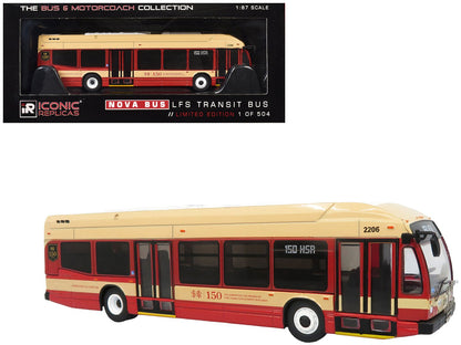 Nova Bus LFS HEV Transit Bus "Hamilton Street Railway 150th Anniversary" Cream and Red "The Bus & Motorcoach Collection" Limited Edition to 504 pieces Worldwide 1/87 (HO) Diecast Model by Iconic Replicas  free shipping USA