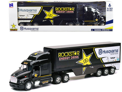 Peterbilt 387 Semi-Truck Black "Rockstar Energy Drink - Husqvarna Factory Racing" 1/32 Diecast Model by New Ray  free shipping USA