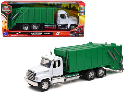 Freightliner 114SD Garbage Truck White and Green "Long Haul Trucker" Series 1/32 Diecast Model by New Ray  free shipping USA