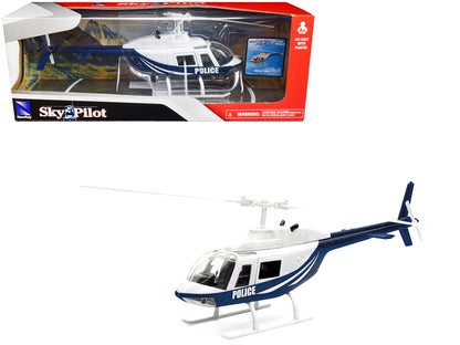 Bell 206 Helicopter Dark Blue and White "Police" "Sky Pilot" Series 1/34 Diecast Model by New Ray  free shipping USA