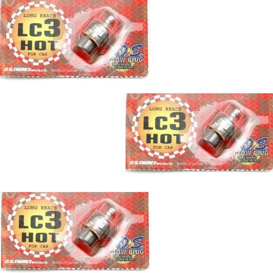 O.S. LC3 HOT Glow Plug (3) Traxxas Revo T-Maxx 4Tec Nitro Rustler Slash