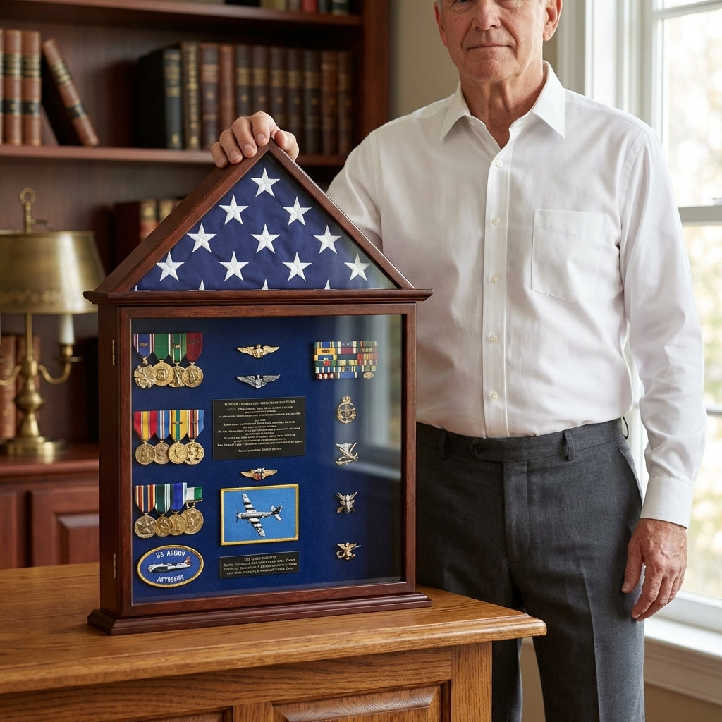Flag Case, Flag and Badge display cases - Fit 3' x 5' Flag.