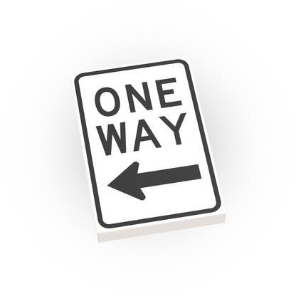 One Way - Left Only Street Sign - Custom Printed 2x3 Tile - Made Using LEGO® Parts