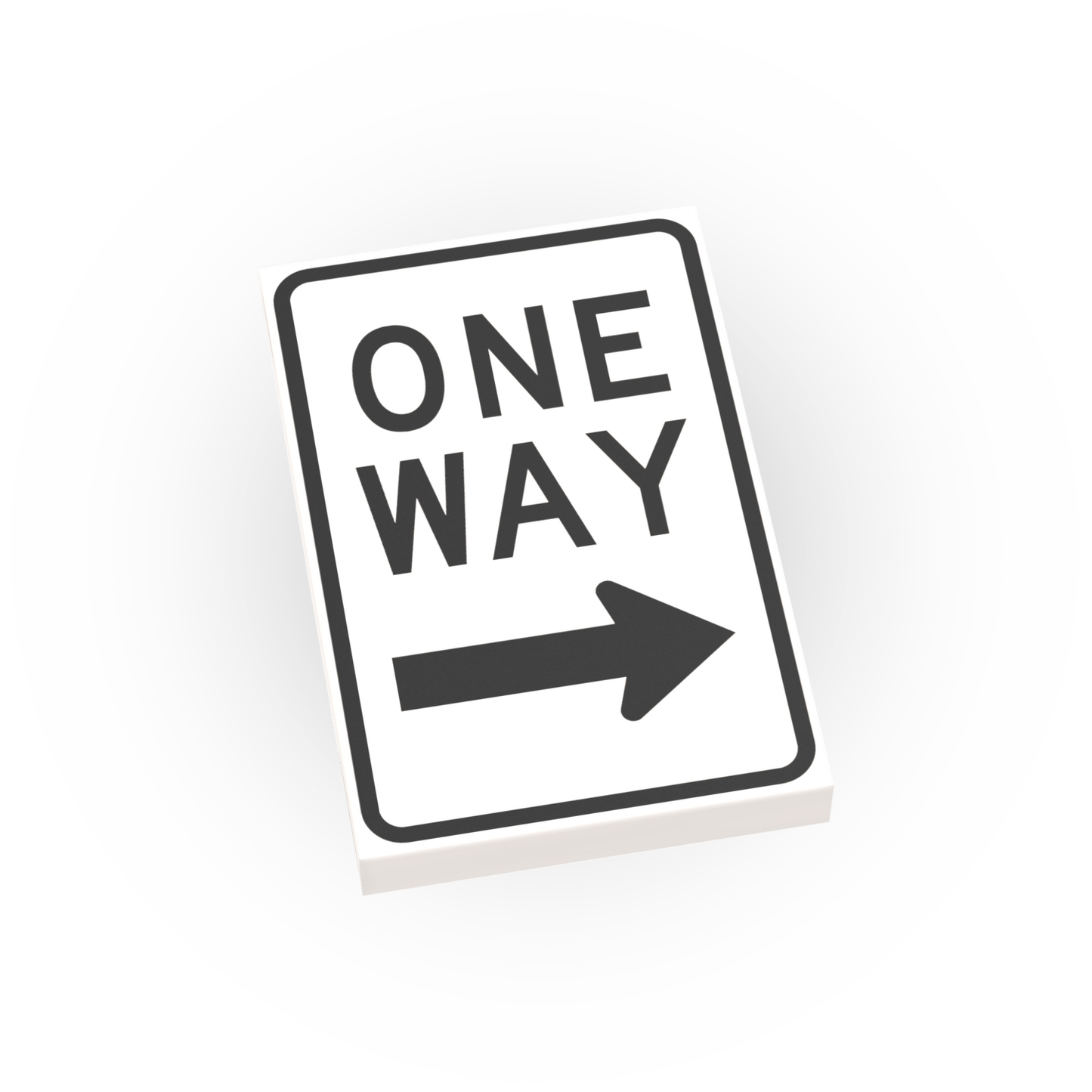One Way - Right Only Street Sign - Custom Printed 2x3 Tile - Made Using LEGO® Parts