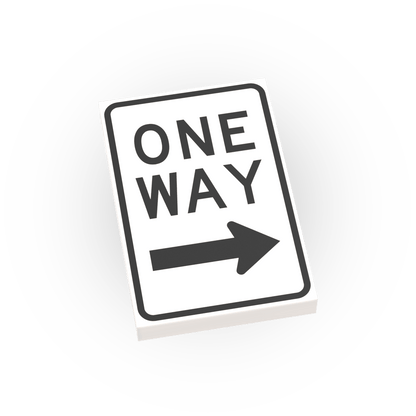 One Way - Right Only Street Sign - Custom Printed 2x3 Tile - Made Using LEGO® Parts