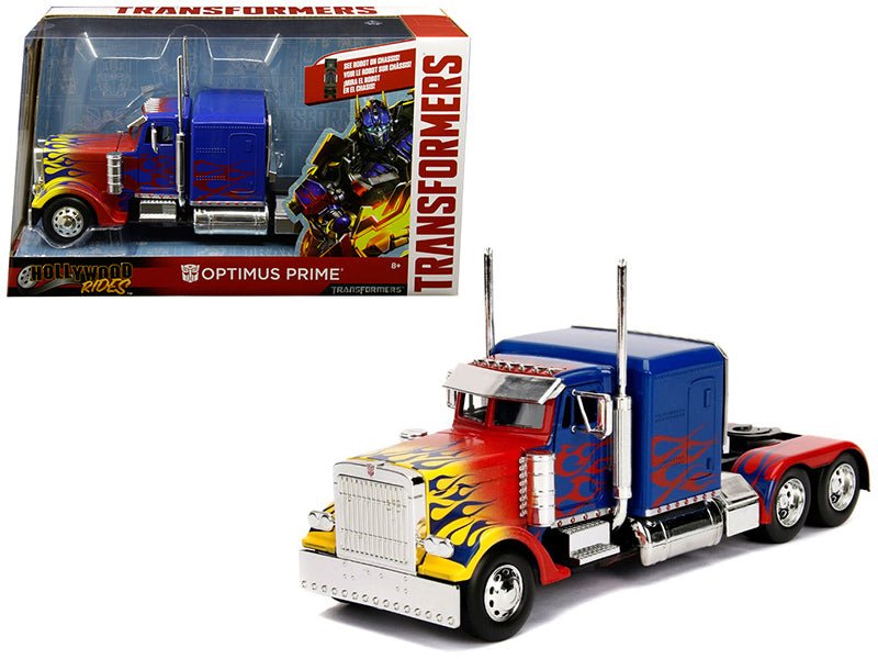 Optimus Prime Truck with Robot on Chassis from "Transformers" Movie "Hollywood Rides" Series  Diecast Model by Jada  free shipping USA