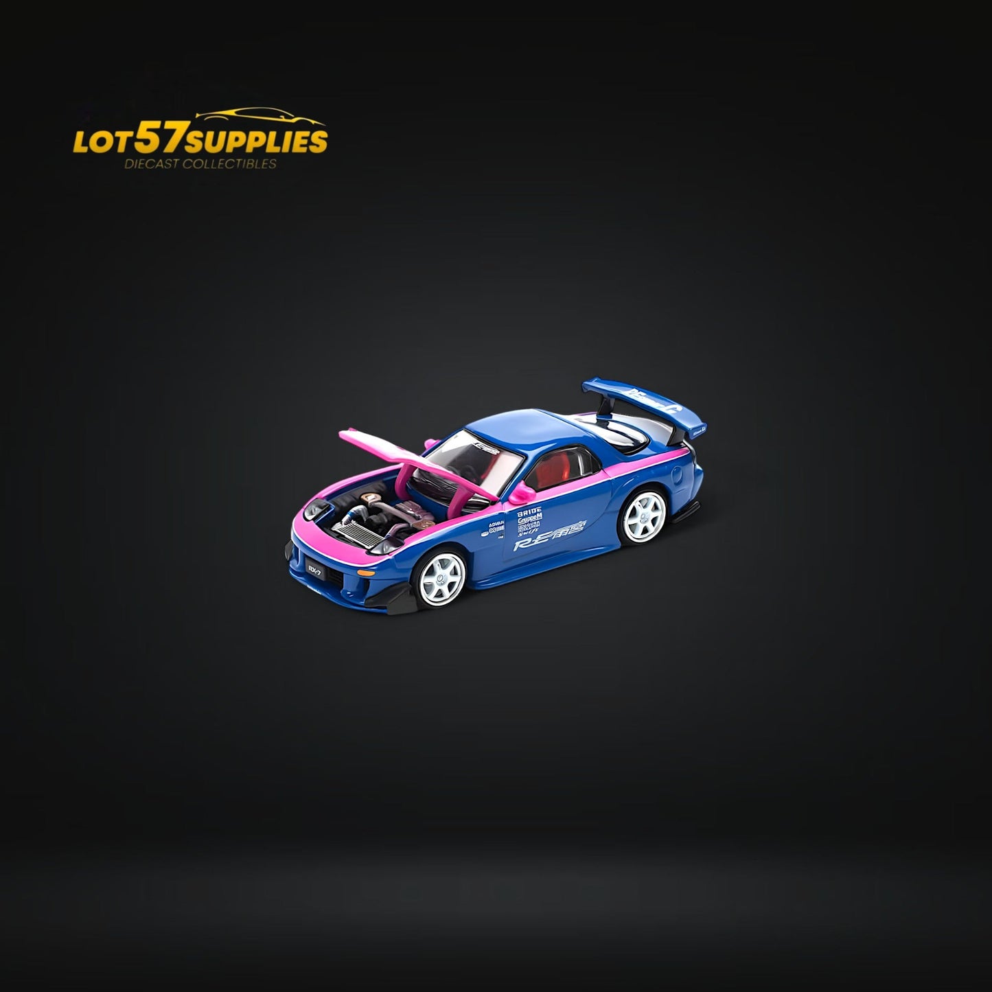 (Pre-Order) PopRace Mazda RX7 RE-AMEMIYA - Blue/Pink 1:64