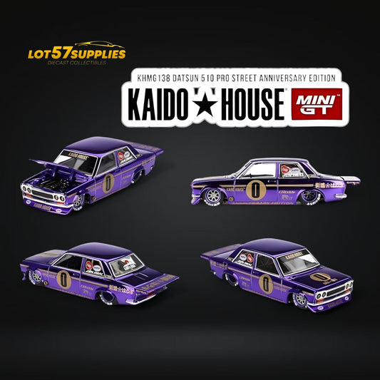 Mini GT x Kaido House Datsun KAIDO 510 Datsun 510 PRO STREET Chrome Purple 1:64