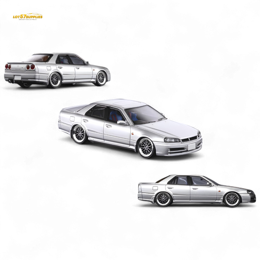Mortal ER34 SKYLINE 25GT-t AIT Exhibition Model Ordinary Silver 1:64