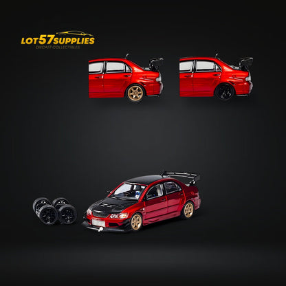 CM Model Mitsubishi Lancer Evolution IX Widebody Metallic Red 1:64