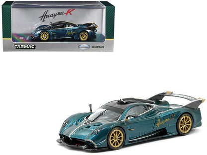 Pagani Huayra R Turquoise Carbon Fiber with Gold Wheels "Global64" Series 1/64 Diecast Model Car by Tarmac Works  free shipping USA