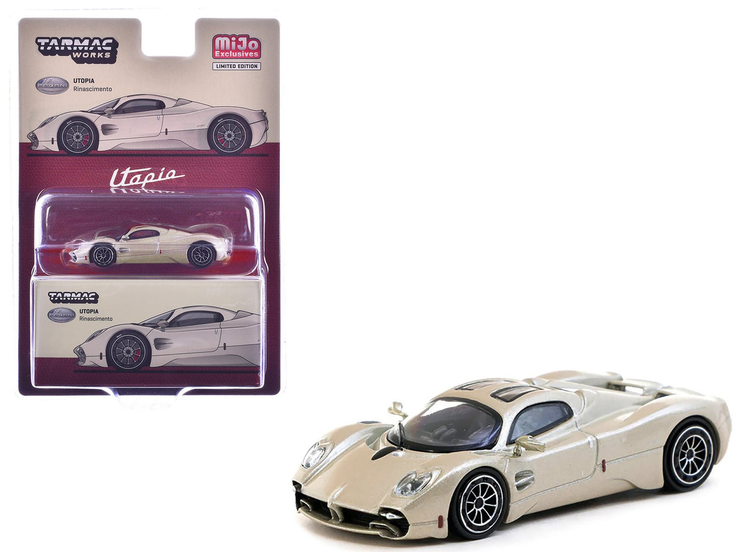 Pagani Utopia Rinascimento Silver Metallic "Global64" Series 1/64 Diecast Model by Tarmac Works  free shipping USA