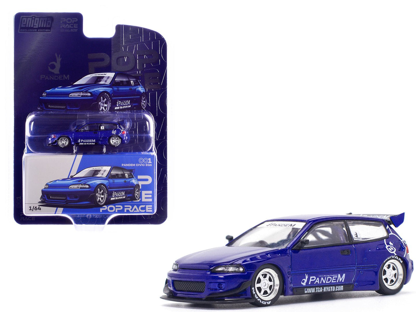Pandem Civic EG6 RHD (Right Hand Drive) Blue Metallic "Enigma Exclusive Edition" 1/64 Diecast Model Car by Pop Race  free shipping USA