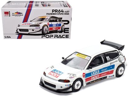 Pandem Civic EG6 RHD (Right Hand Drive) White with Stripes and Graphics "VDX - Tokyo Auto Salon Hong Kong 2025" Special Edition 1/64 Diecast Model Car by Pop Race  free shipping USA