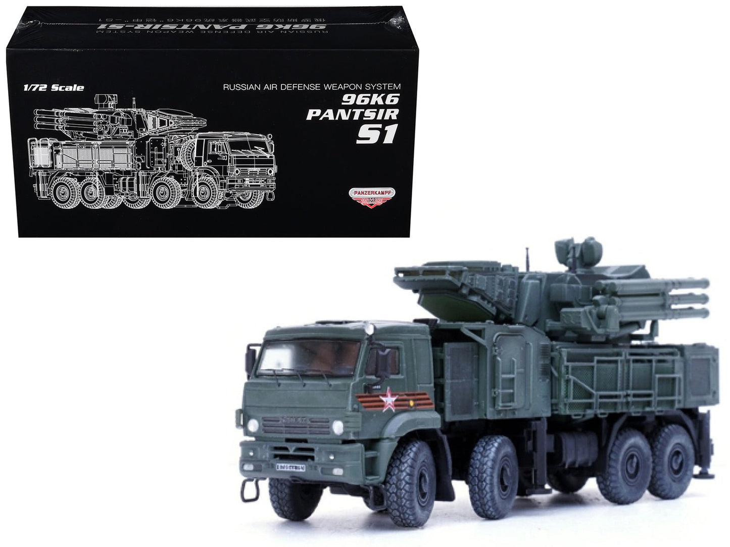 Pantsir S1 96K6 Self-Propelled Air Defense Weapon System "Victory Day Parade" Russian Army "Armor Premium" Series 1/72 Diecast Model by Panzerkampf  free shipping USA