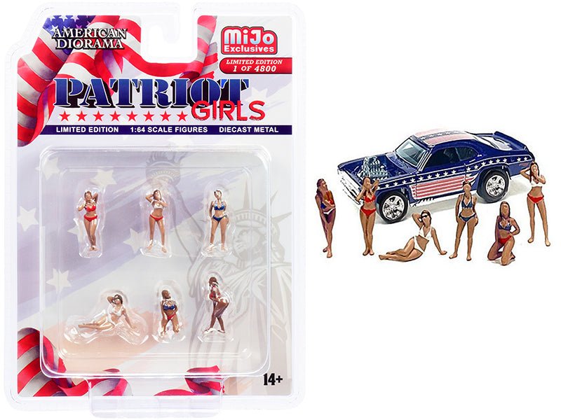 "Patriot Girls" 6 piece Diecast Figurines Set Limited Edition to 4800 pieces Worldwide for 1/64 Scale Models by American Diorama  free shipping USA