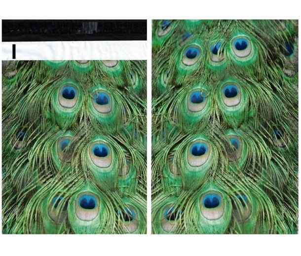 Peacock Feathers Green Poly Mailers Size 6x9 Shipping Bags