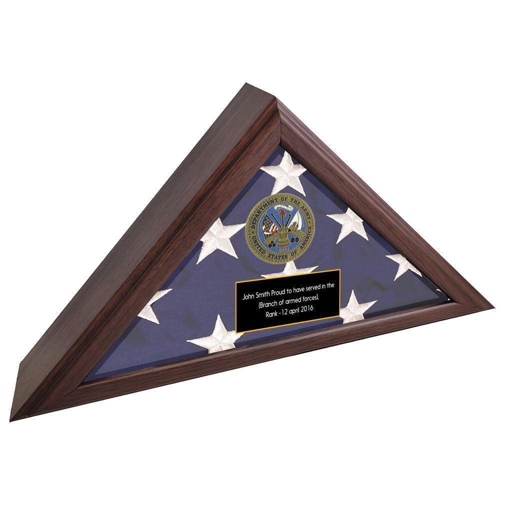 Cherry Veteran Memorial American Flag Case For Military Retirement Made In America.