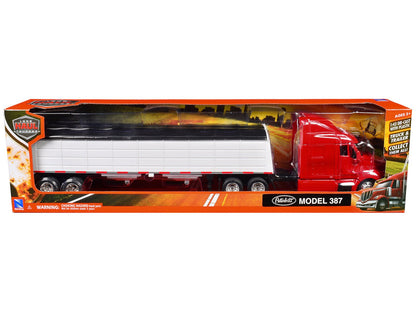 Peterbilt 387 Truck Red with Grain Trailer White "Long Haul Truckers" Series 1/43 Diecast Model by New Ray  free shipping USA