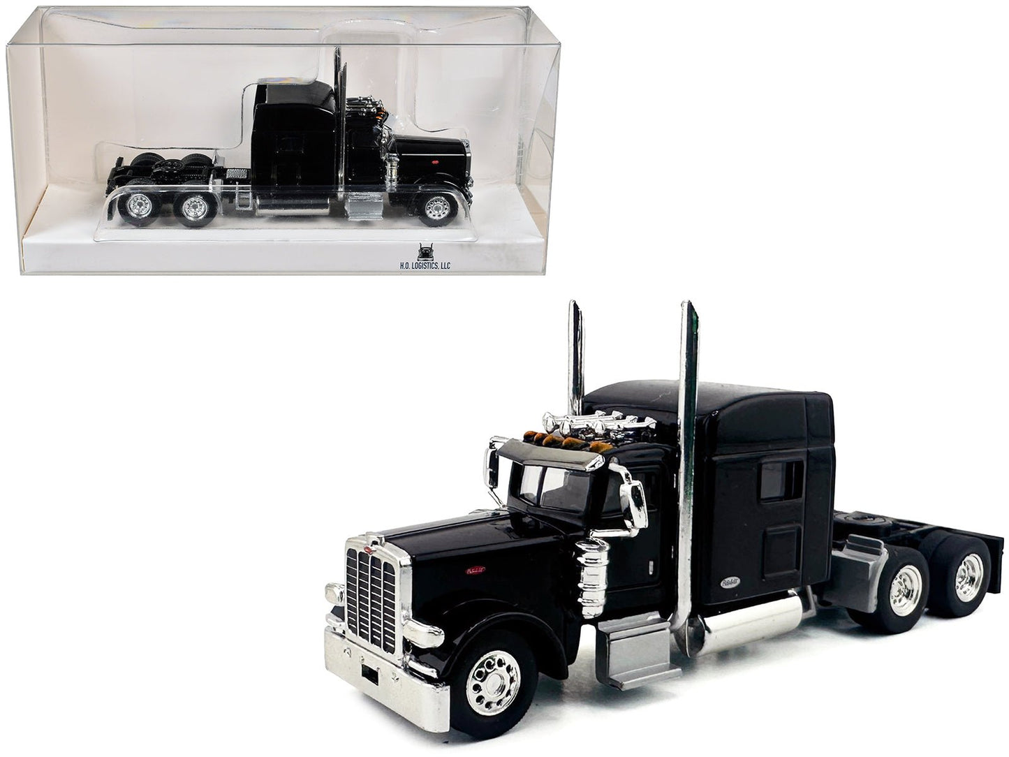 Peterbilt 389 Truck Tractor with Sleeper Cab Black 1/87 (HO) Scale Plastic Model Car by HO Logistics  free shipping USA