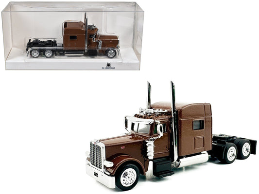 Peterbilt 389 Truck Tractor with Sleeper Cab Brown Metallic 1/87 (HO) Scale Plastic Model Car by HO Logistics  free shipping USA