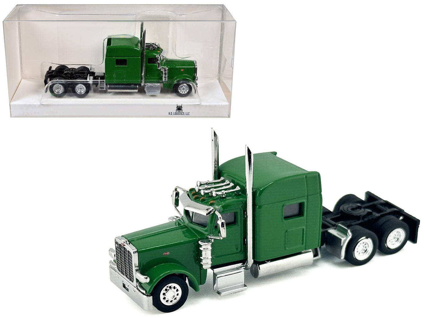 Peterbilt 389 Truck Tractor with Sleeper Cab Green 1/87 (HO) Scale Plastic Model Car by HO Logistics  free shipping USA