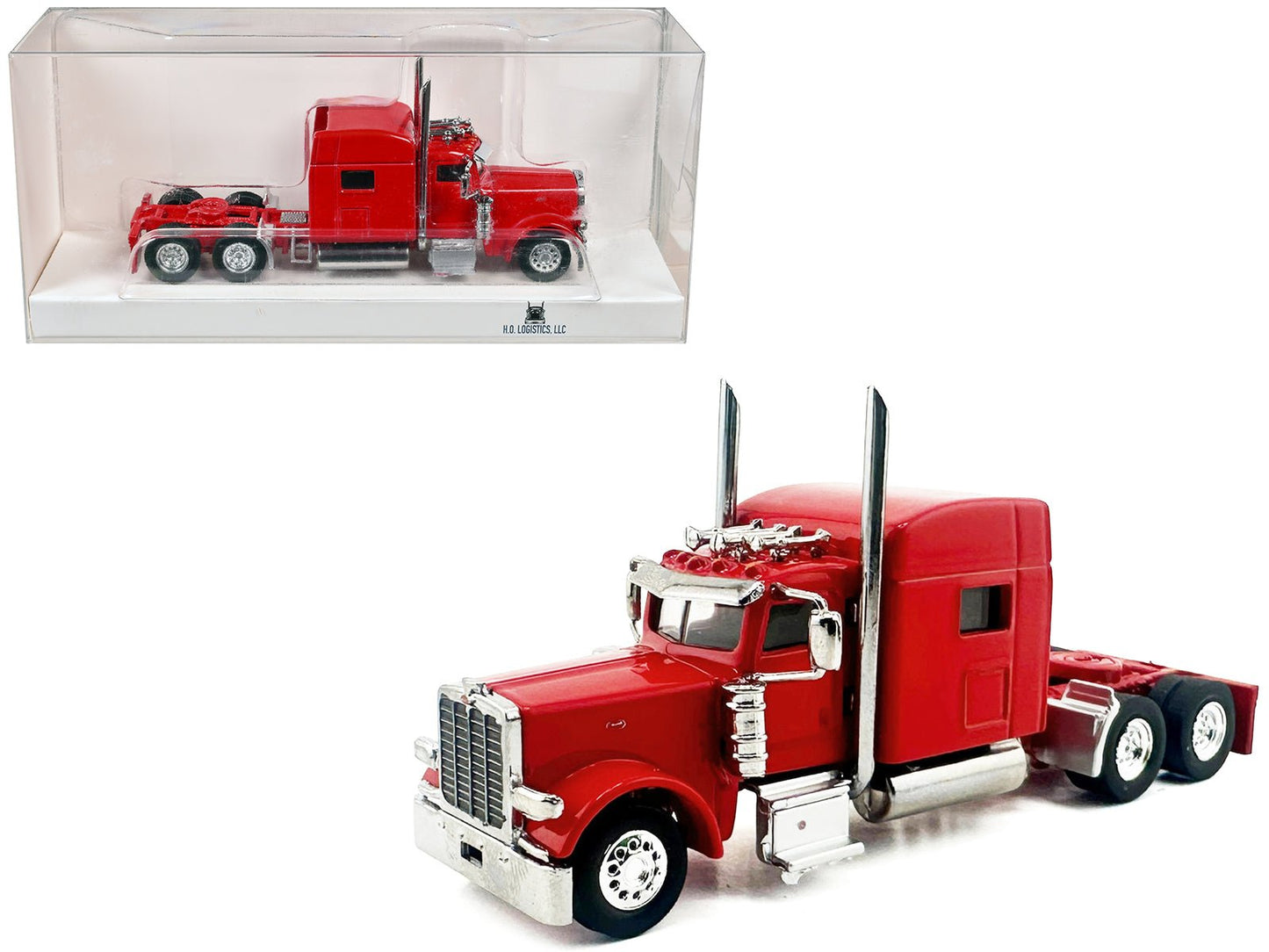 Peterbilt 389 Truck Tractor with Sleeper Cab Red 1/87 (HO) Scale Plastic Model Car by HO Logistics  free shipping USA