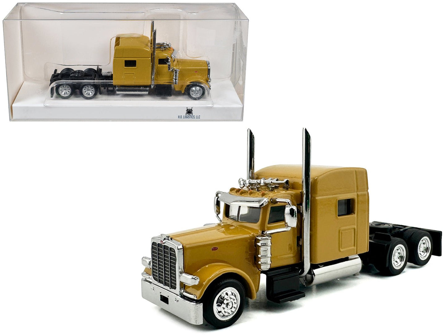 Peterbilt 389 Truck Tractor with Sleeper Cab Yellow 1/87 (HO) Scale Plastic Model Car by HO Logistics  free shipping USA