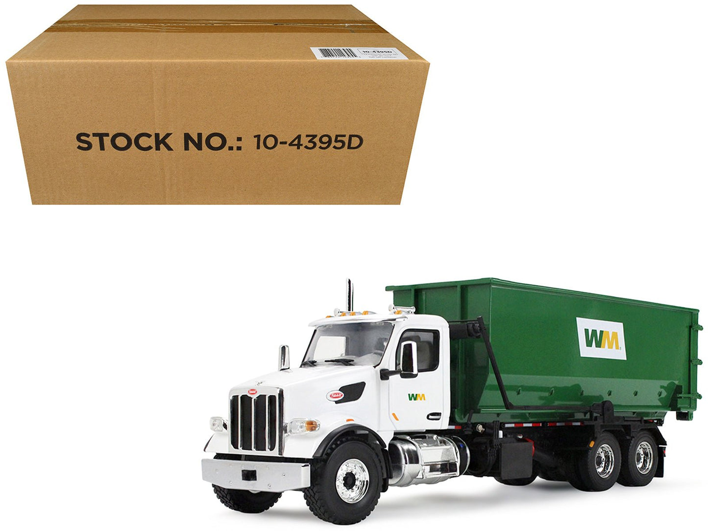 Peterbilt 567 Refuse Garbage Truck with 40 Yard Roll-Off Container "Waste Management" White and Green 1/34 Diecast Model by First Gear  free shipping USA