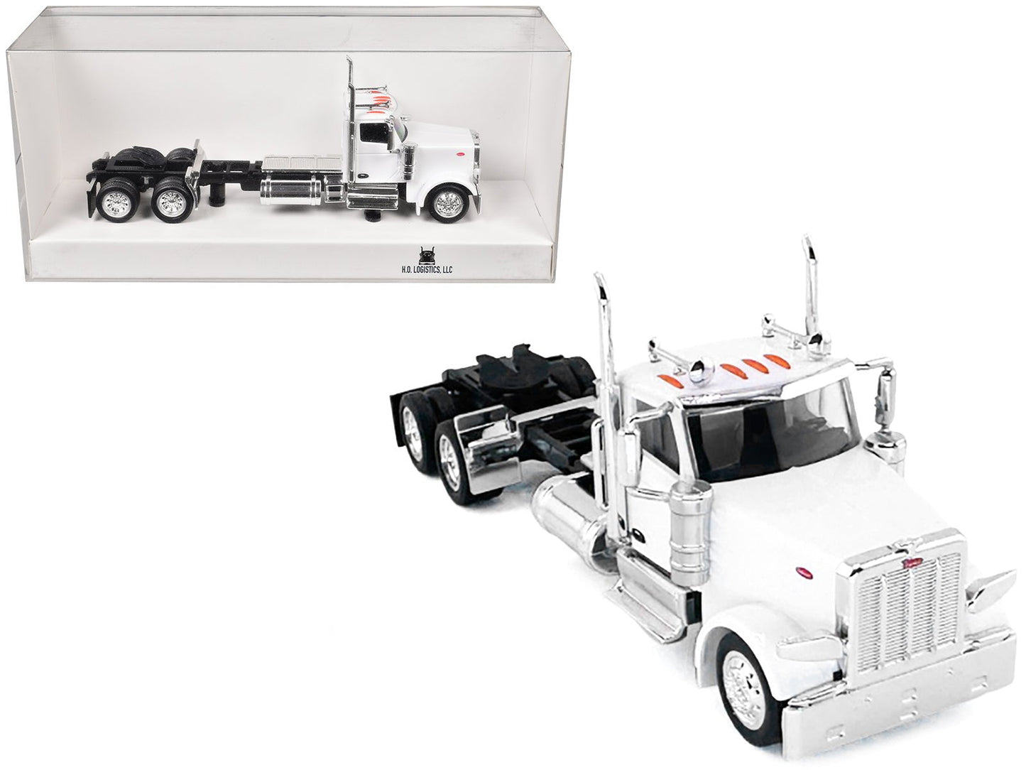 Peterbilt 589 2-Axel Day Cab White 1/87 (HO) Plastic Model Car by HO Logistics  free shipping USA