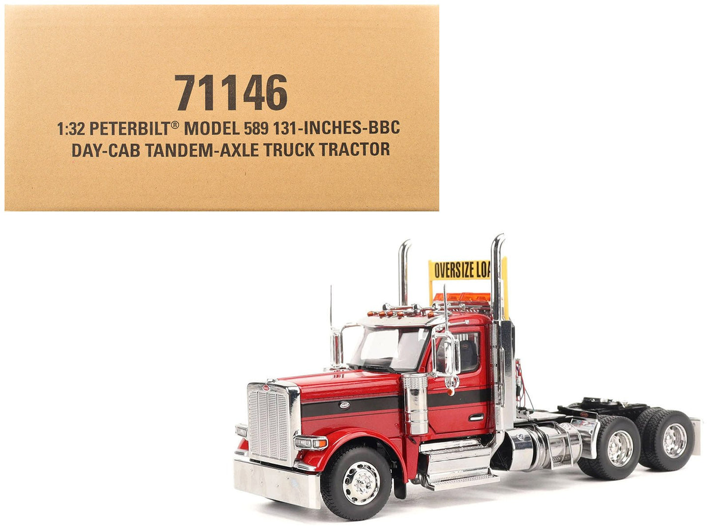 Peterbilt 589 Tandem-Axle Truck Tractor with Day Cab Legendary Red "Transport Series" 1/32 Diecast Model by Diecast Masters  free shipping USA