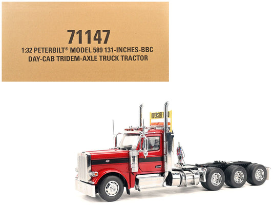 Peterbilt 589 Tridem-Axle Truck Tractor with Day Cab Legendary Red "Transport Series" 1/32 Diecast Model by Diecast Masters  free shipping USA