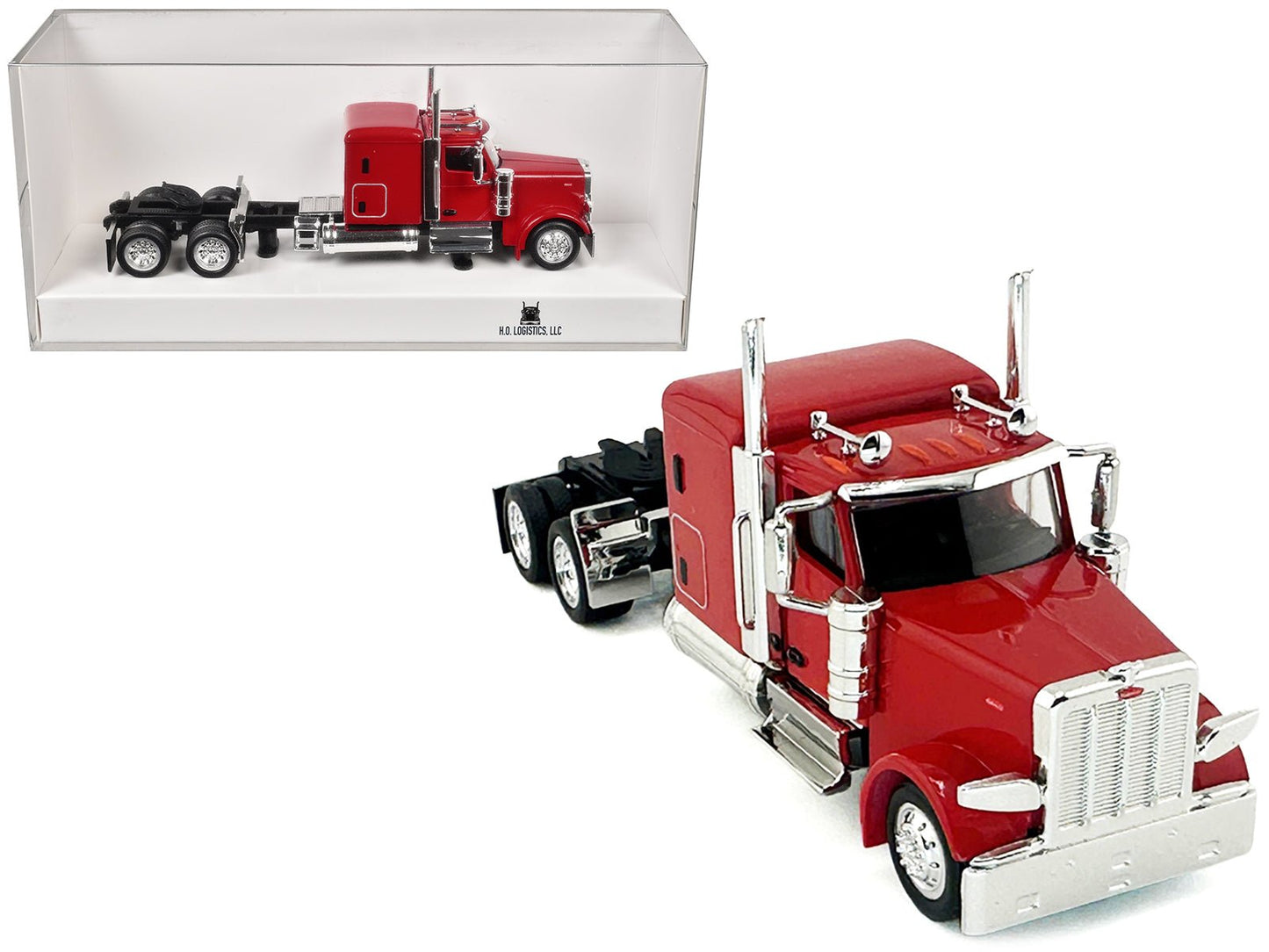 Peterbilt 589 Truck with 72 Inch Sleeper Red 1/87 (HO) Plastic Model Car by HO Logistics  free shipping USA