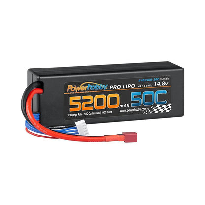 Powerhobby 4s 14.8v 5200mah 50c Lipo Battery w Deans Plug Hard Case LCG