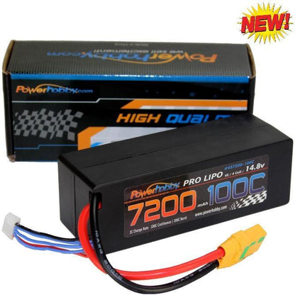 Powerhobby 4s 14.8v 7200mah 100c Lipo Battery w XT90 Plug Hard Case 4-Cell