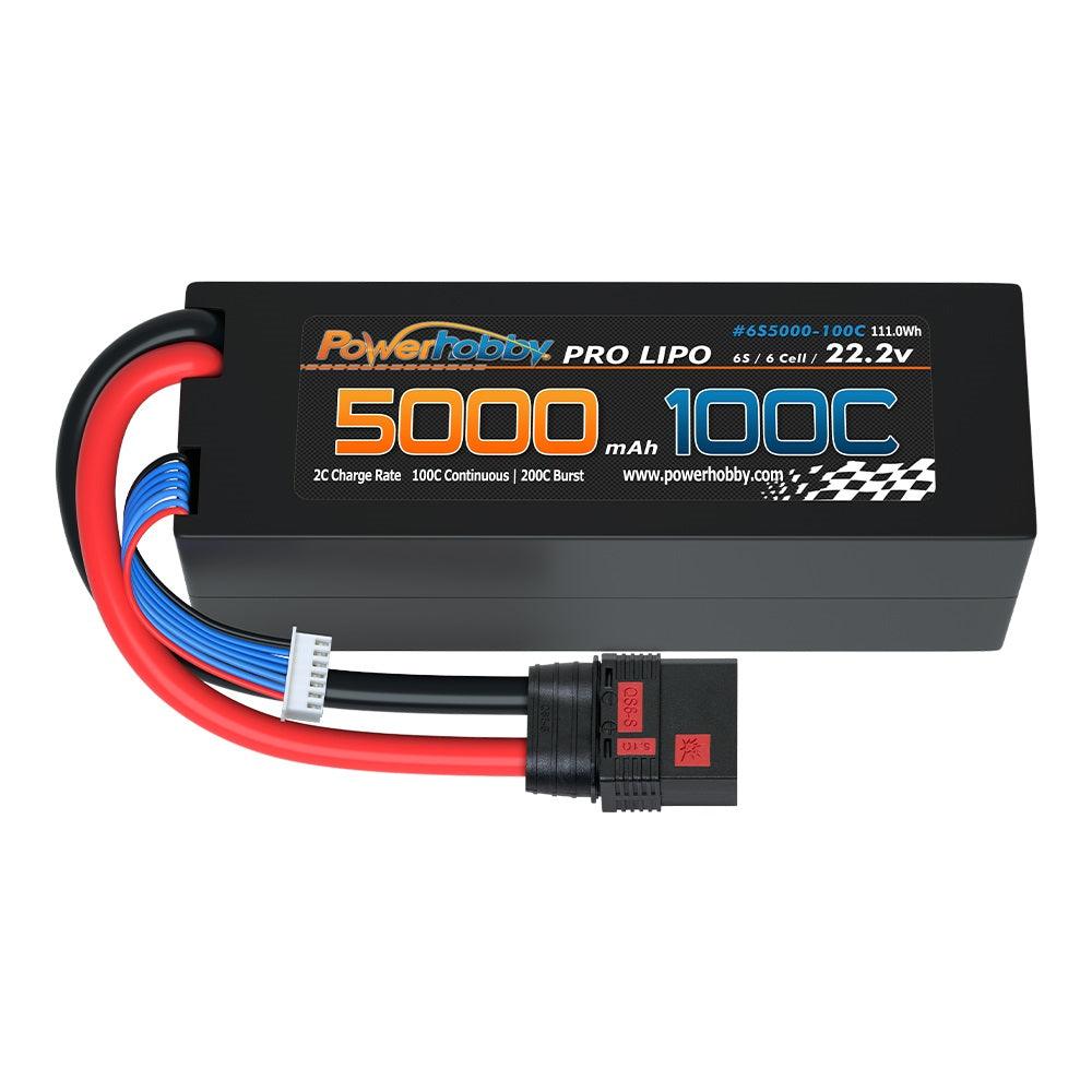 Powerhobby 6s 22.2v 5000mah 100c Lipo Battery w QS8 Plug Hard Case 6-Cell 8AWG