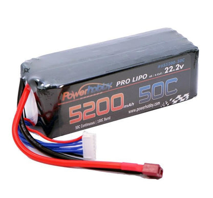 Powerhobby 6S 22.2V 5200mAh 50C Lipo Battery w Deans Plug 6-cell