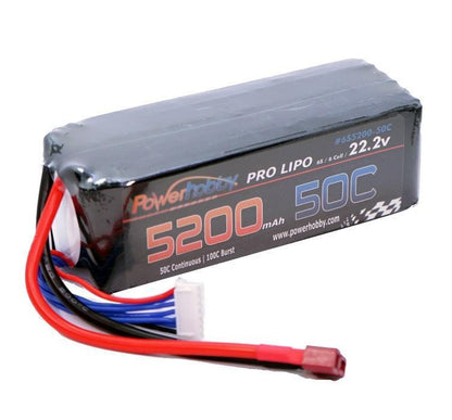 Powerhobby 6S 22.2V 5200mAh 50C Lipo Battery w Deans Plug 6-cell
