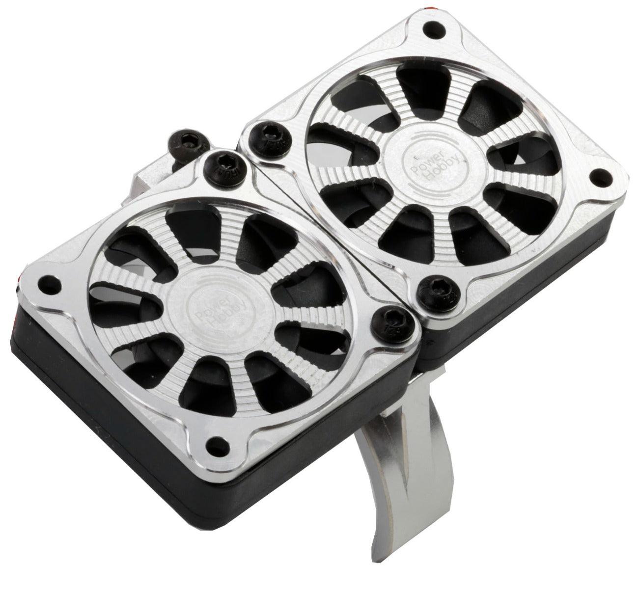Powerhobby Aluminum Dual High Speed Cooling Fans Blue FOR 1/5 Motor