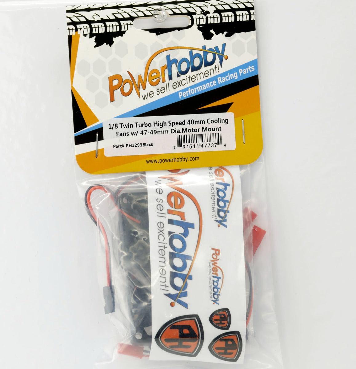 Powerhobby 1/8 Aluminum Heatsink 40mm Dual High Speed Cooling Fans w/Cover Black