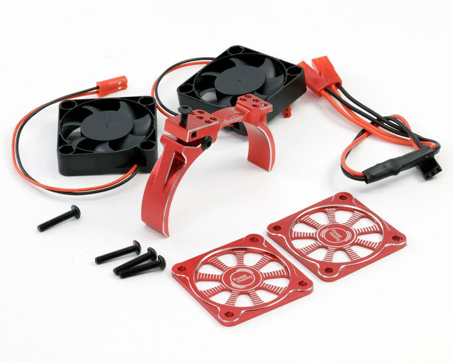 Powerhobby 1/8 Aluminum Heatsink 40mm Dual High Speed Cooling Fans Red