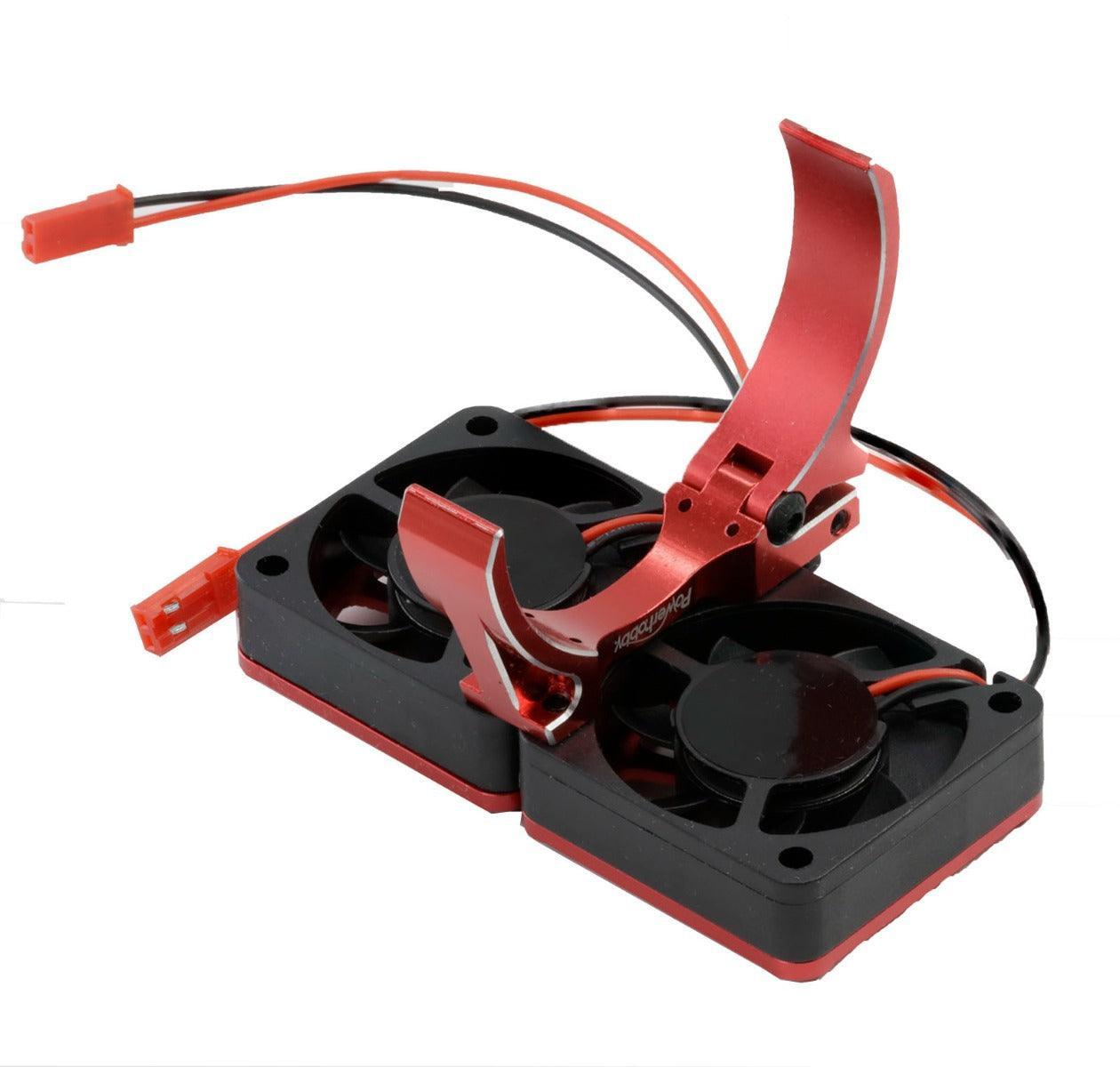 Powerhobby 1/8 Aluminum Heatsink 40mm Dual High Speed Cooling Fans Red