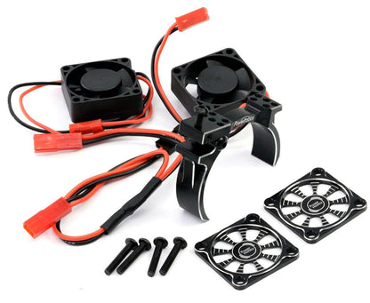 Powerhobby 1/8 Aluminum Heatsink 30mm Twin Turbo High Speed Cooling Fans 28K Black