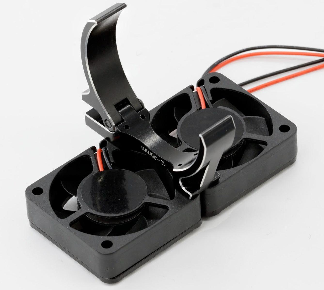 Powerhobby 1/8 Aluminum Heatsink 30mm Twin Turbo High Speed Cooling Fans 28K Black