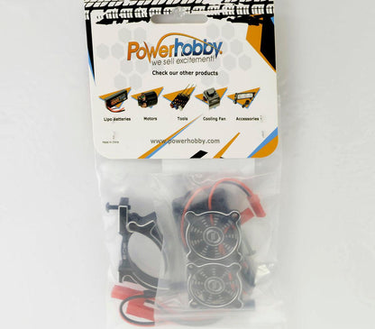 Powerhobby 1/8 Aluminum Heatsink 30mm Twin Turbo High Speed Cooling Fans 28K Black