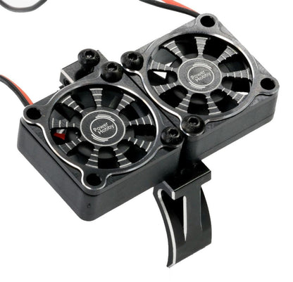 Powerhobby 1/8 Aluminum Heatsink 30mm Twin Turbo High Speed Cooling Fans 28K Black